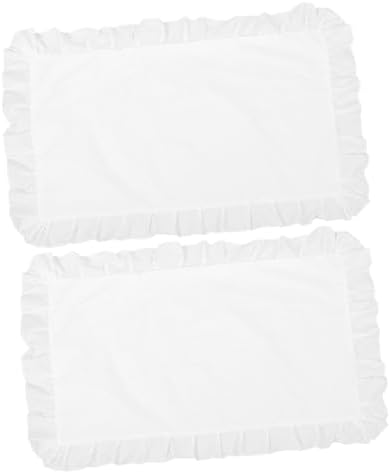 SEWOART 1 Pair Breathable Cotton Ruffled Pillow Cases with Lace Trim