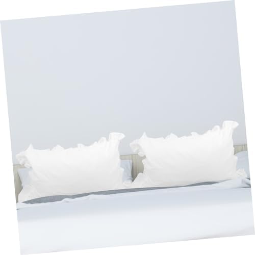 SEWOART 1 Pair Breathable Cotton Ruffled Pillow Cases with Lace Trim