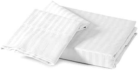 Dees Collection 600 Thread Count Pillowcase Set King 20x40 White Stripe Sateen Weave