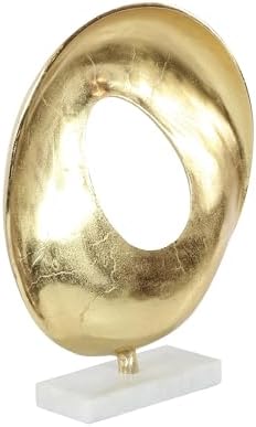 Deco 79 Gold Aluminum Geometric Sculpture with Marble Base