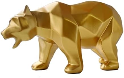 SMRTHMRT Abstract Geometric Bear Sculpture Gold Decor Statue