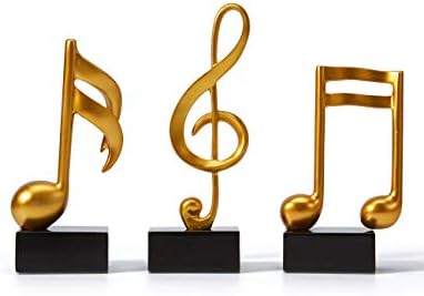 HAUCOZE Amoy-Art 3pcs Music Note Sculpture Gold 19cm