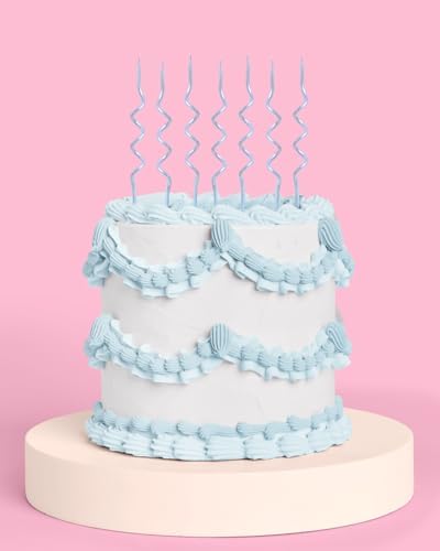 XO Fetti Pearl Blue Wavy Cake Candles - 10 Pcs 1