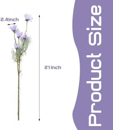 Artificial Silk Daisy Branches 12PCS Purple