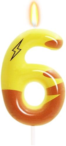 OGnomiFX Lightning Print 6th Birthday Candles
