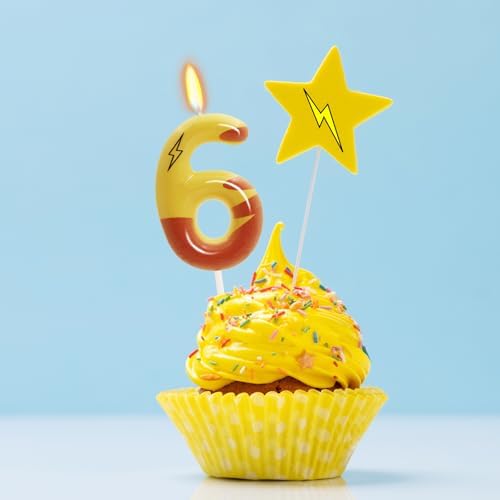 OGnomiFX Lightning Print 6th Birthday Candles