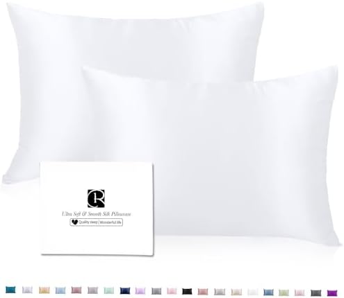 Ravmix Silk Pillow Cases 2 Pack with Hidden Zipper