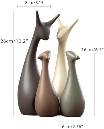 JXCBXJ Deer Family Figurines Set of 4 Ceramic Statue