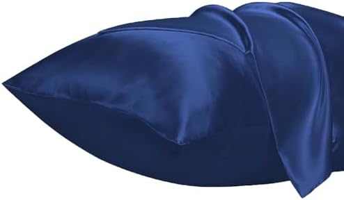 Luxury Satin Silk Pillow Cases 2 Pack Navy Blue