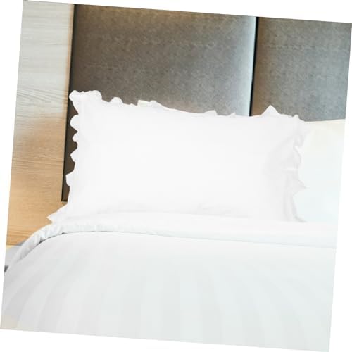 SEWOART 1 Pair Breathable Cotton Ruffled Pillow Cases with Lace Trim