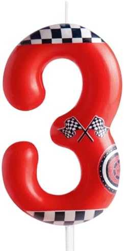 Zi Lan Red Racing Car Number 3 Birthday Candle