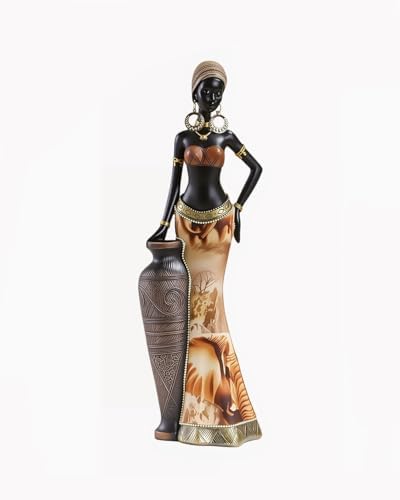 African Woman Statue Resin Lifelike Home Decor