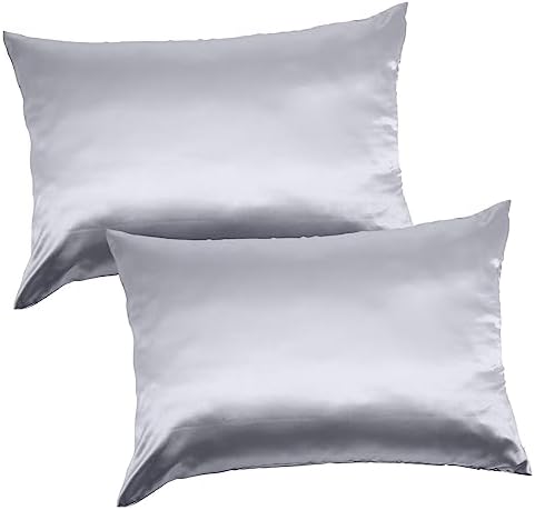 Healifty 2pcs Solid Polyester Pillow Covers with Zipper for Comfort
