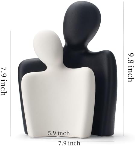 DEAMACE Ceramic Couple Statues Black White Modern Romantic