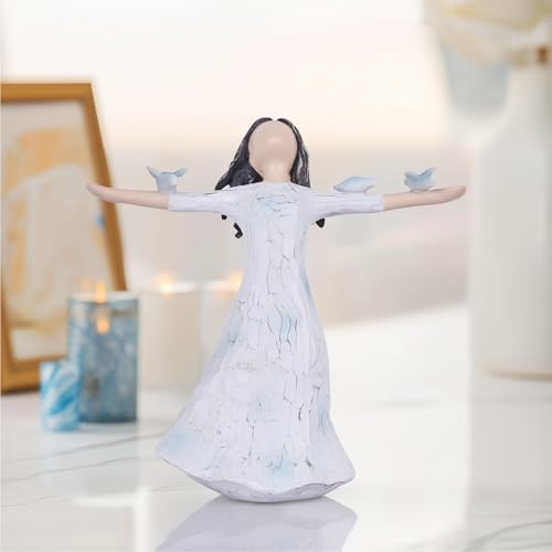 QIANLING Bluebird Angel Statue - 73in Hand-Painted Resin Decor