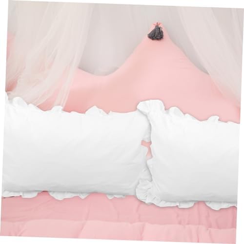 SEWOART 1 Pair Breathable Cotton Ruffled Pillow Cases with Lace Trim