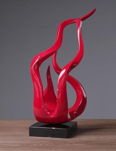NENBOLEC Abstract Flame Sculpture Decor Polyresin Red 165 Inch Statue