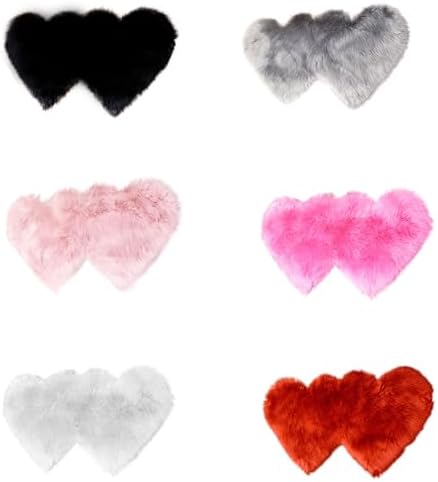 XISAOK Double Heart Shape Plush Fuzzy Carpet