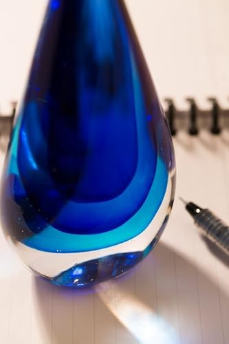 Yao Yuan Blue Murano-Style Hand-Blown Glass Statue