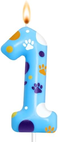 Blue Dog Paw Birthday Candles for Kids Parties