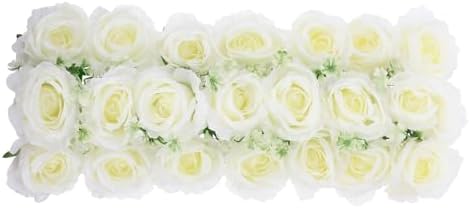 3D Fake Rose Flower Wall Panels 46x16cm Beige