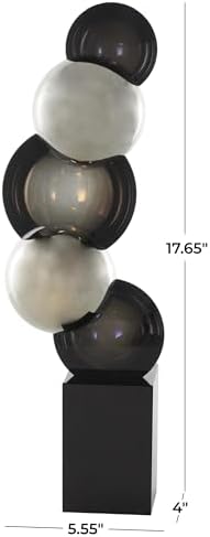 Deco 79 Modern Glass Sculpture with Black Base