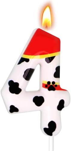 Candsun Dog Paw Birthday Candles - Number 4 Red