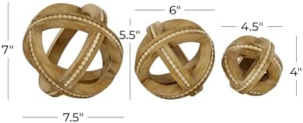 Deco 79 Wood Geometric Beaded Statues Set of 3