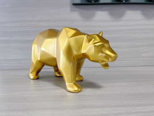 SMRTHMRT Abstract Geometric Bear Sculpture Gold Decor Statue