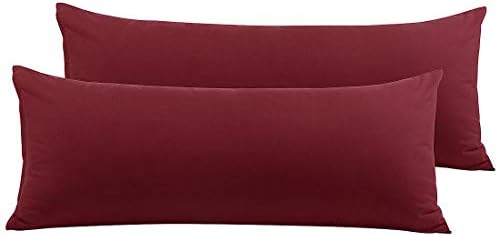 PiccoCasa Body Pillow Covers 20x48 Burgundy Zipper 2 Pack