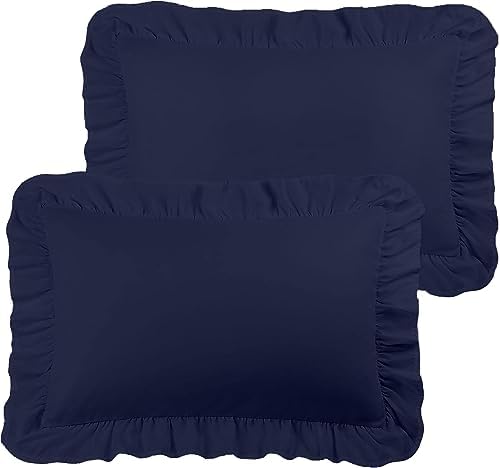 Saferay Green Ruffled Pillow Shams Set of 2