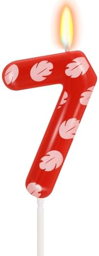 OGnomiFX 7th Birthday Candle with Red Cake Topper 1