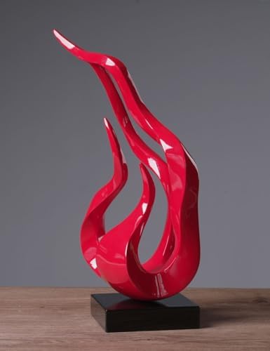 NENBOLEC Abstract Flame Sculpture Decor Polyresin Red 165 Inch Statue
