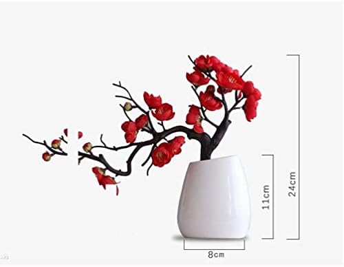 Lifelike Artificial Plum Blossom Bonsai with Ceramic Vase