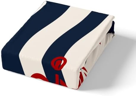 Manfei Nautical Anchor Sheet Set Twin Navy Blue Stripes Deep Pocket