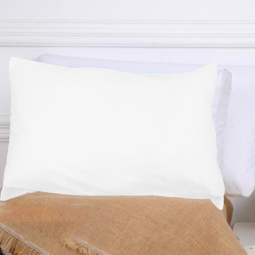 ULTECHNOVO 2Pcs Zipper Pillow Covers Solid Cotton Pillowcase Protectors