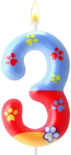 Red Yellow Blue Dog Paw Cake Topper Birthday Decoration