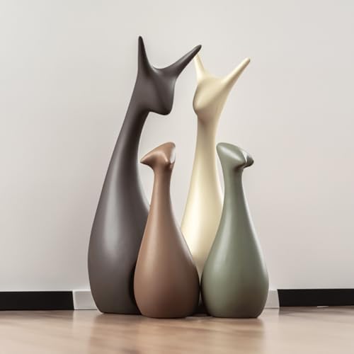 JXCBXJ Deer Family Figurines Set of 4 Ceramic Statue