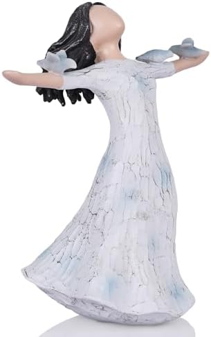 QIANLING Bluebird Angel Statue - 73in Hand-Painted Resin Decor