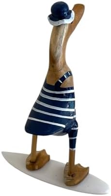 OMA Wooden Bamboo Surfing Duck Statue - Christmas Beach Decor