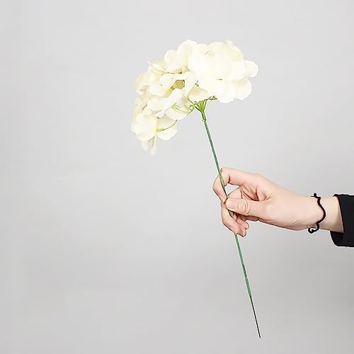 Ymortalize 10 Pcs Fake Hydrangea Artificial Flowers Indoor Beige Silk