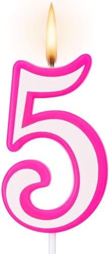 MTLEE Pink Numerals Birthday Candle for Girls Party Decor