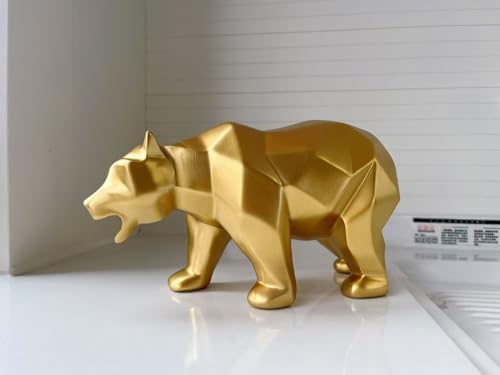 SMRTHMRT Abstract Geometric Bear Sculpture Gold Decor Statue