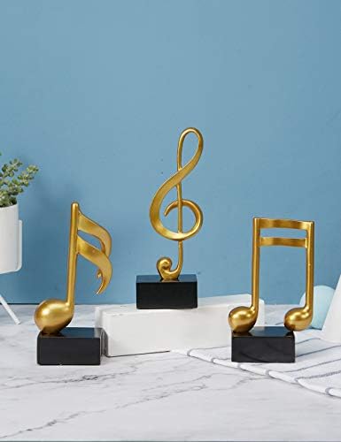 HAUCOZE Amoy-Art 3pcs Music Note Sculpture Gold 19cm