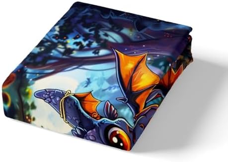 Manfei Jungle Dragon Bed Sheet Set Fall Halloween Pumpkin Deep Pocket Twin