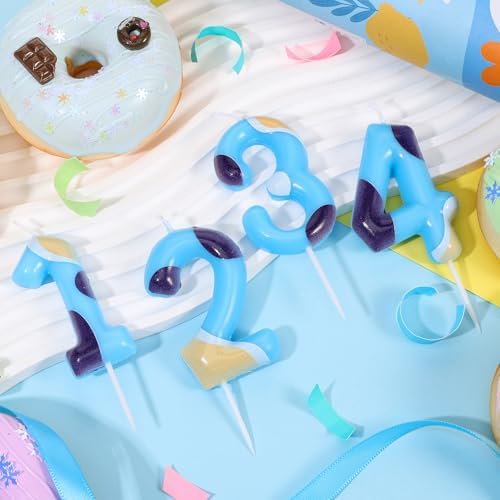 HIYZI Blue Dog Paw Birthday Candle Decorations Number 4