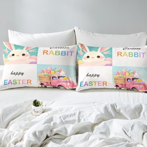 Manfei Happy Easter Bed Sheet Set Twin Size with Pillowcase