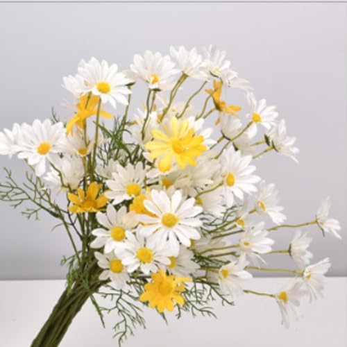 OUKEYI Artificial Flowers 10 Bundles White Yellow
