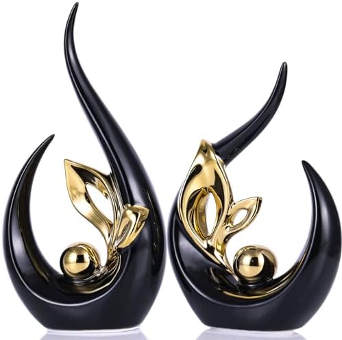 Black Gold Ceramic Statues for Modern Home Decor