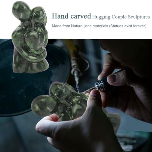 Gemshan Hugging Couple Statues Natural Jade Sculpture